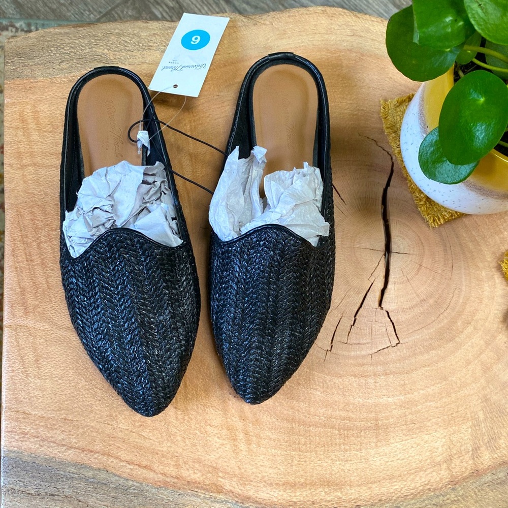 Woven Backless Mules Flats Universal Thread